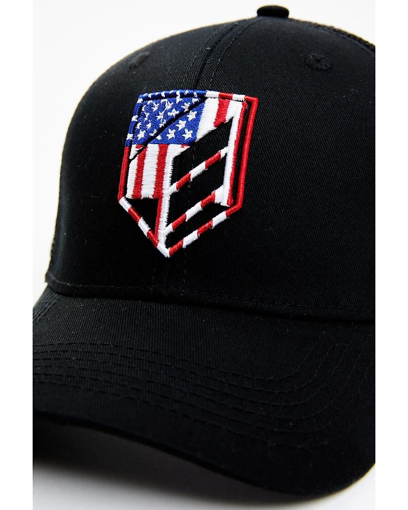 RANK 45® Men's American Flag Shield Patch Mesh-Back Ball Cap