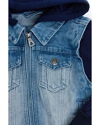 Urban Republic Boys' Denim Vest Layered Jacket
