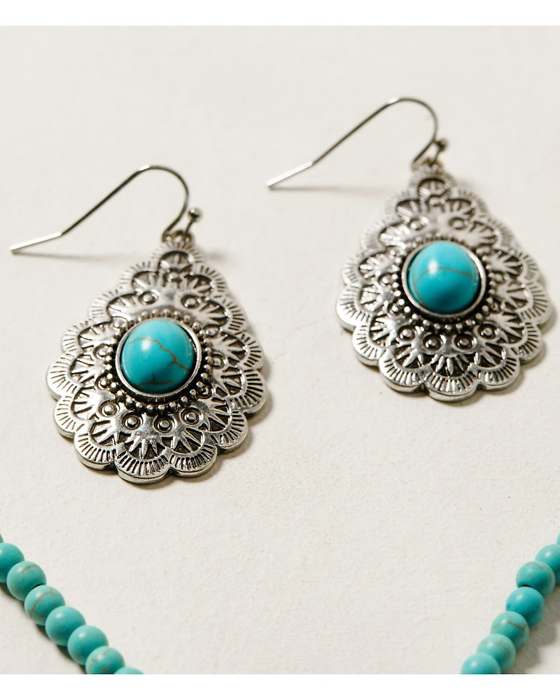 Shyanne Women's Turquoise Beaded Teardrop Jewelry Set - 2 Piece