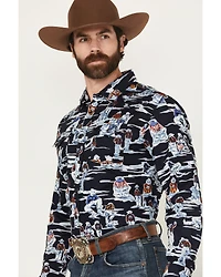 Panhandle Men's Vintage Patriotic Cowboy Long Sleeve Snap Western Shirt
