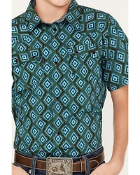 Cody James Boys' Diamond Geo Print Short Sleeve Western Snap Shirt