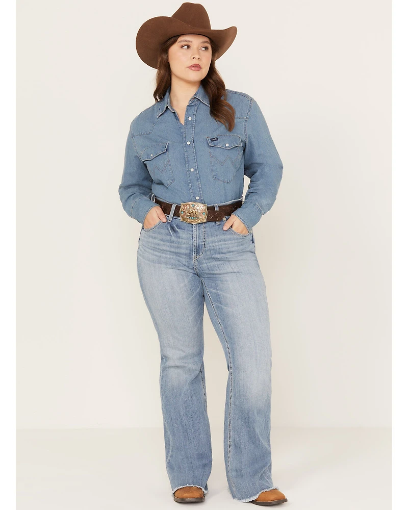 Ariat Women's Light Wash Mid Rise Regina Flare Jeans - Plus