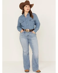 Ariat Women's Light Wash Mid Rise Regina Flare Jeans - Plus