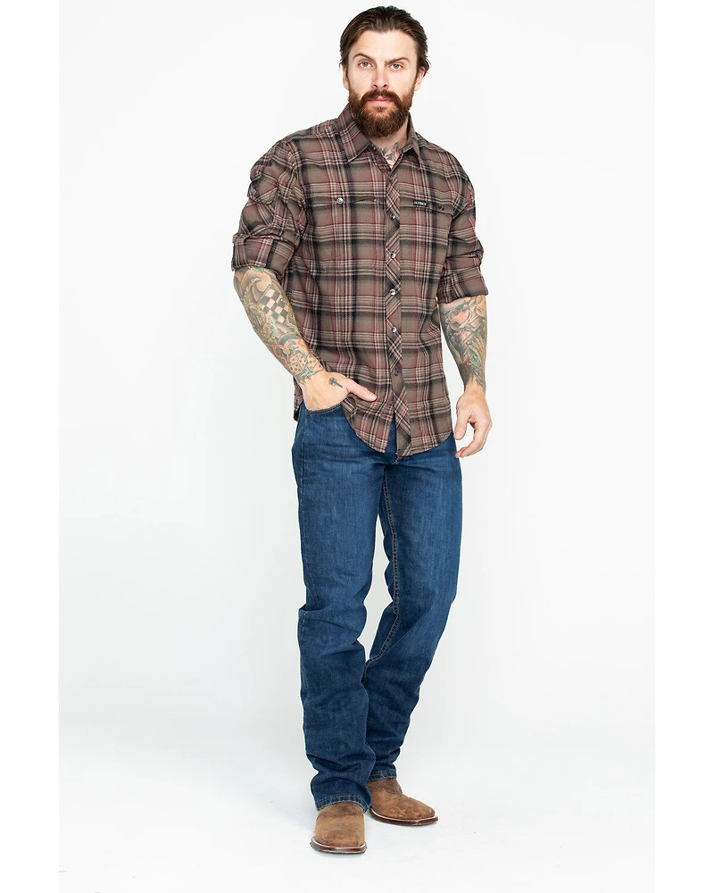 Outback Trading Co. Men's Plaid Print Laramie Perf. Long Sleeve Western Shirt