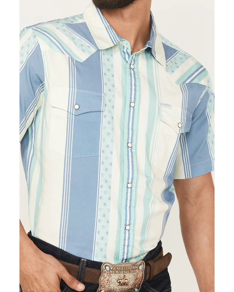 Sendero Provisions Men's Wyatt Serape Striped Print Short Sleeve Snap Western Shirt