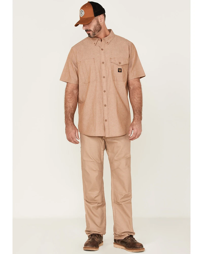 Hawx Men's Solid Short Sleeve Button-Down Work Shirt