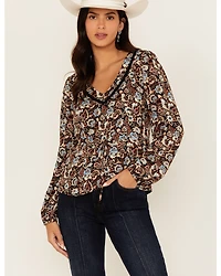 Idyllwind Women's Romance Floral Print Long Sleeve Top
