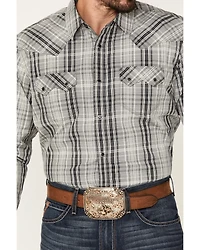 Moonshine Spirit Men's Tuning Fork Plaid Print Long Sleeve Snap Western Shirt
