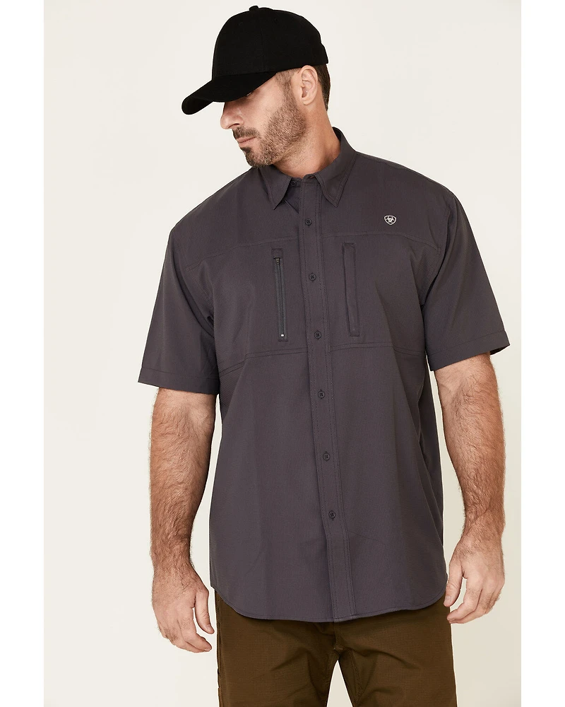 Ariat Men's Solid Charcoal Tek Button-Down Short Sleeve Western Shirt - Tall