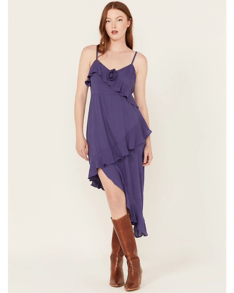 Angie Women's Solid Ruffle Hem Sleeveless Mini Dress