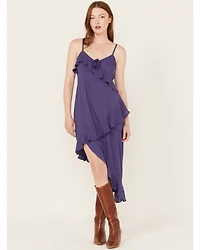 Angie Women's Solid Ruffle Hem Sleeveless Mini Dress