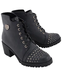 Milwaukee Leather Women's Studded Rocker Boots - Round Toe