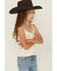 Fornia Girls' Peaches Embroidered Sleeveless Tank Top