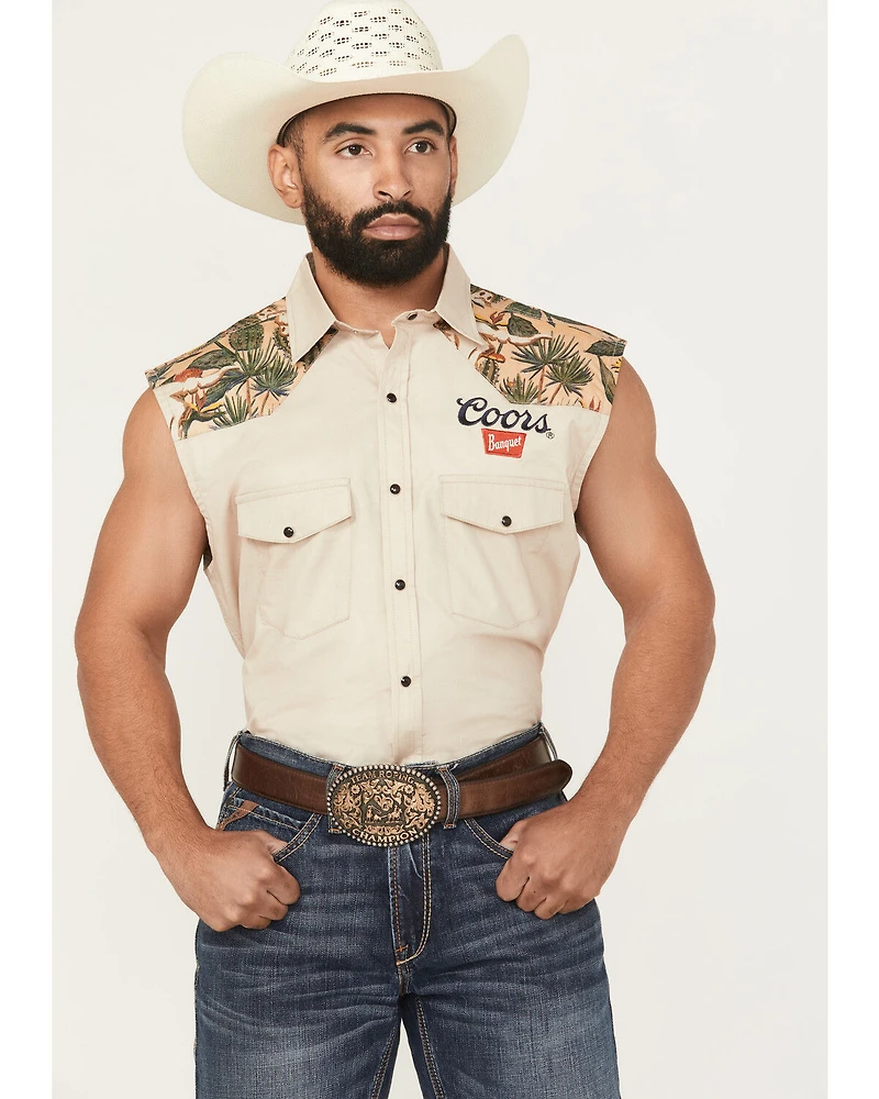 Coors Men's Boot Barn Exclusive Banquet Rodeo Logo Sleeveless Snap Bubba