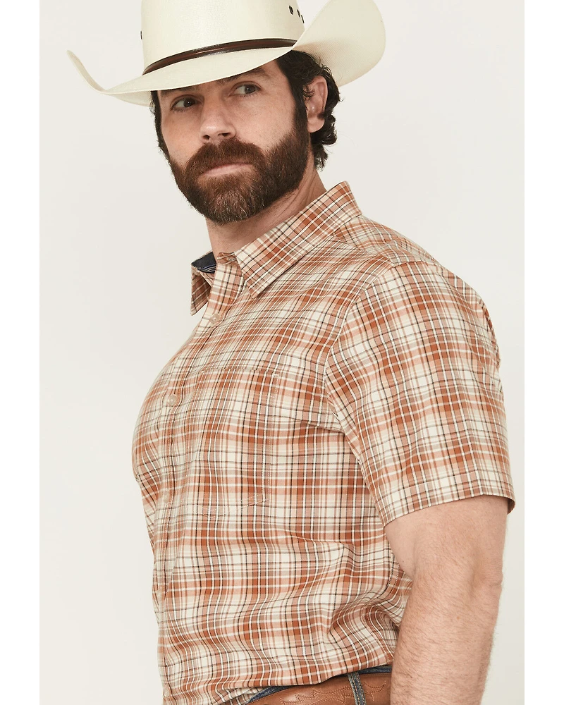 Cody James Men's Cowboy Chic Plaid Print Short Sleeve Button-Down Stretch Western Shirt
