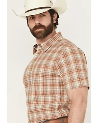 Cody James Men's Cowboy Chic Plaid Print Short Sleeve Button-Down Stretch Western Shirt