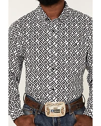 RANK 45® Men's Dillinger Geo Print Long Sleeve Button-Down Stretch Western Shirt