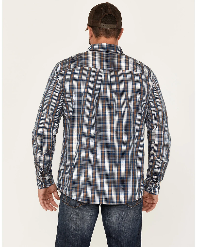 Brothers and Sons Men's Marietta Plaid Print Long Sleeve Button Down Performance Western Shirt
