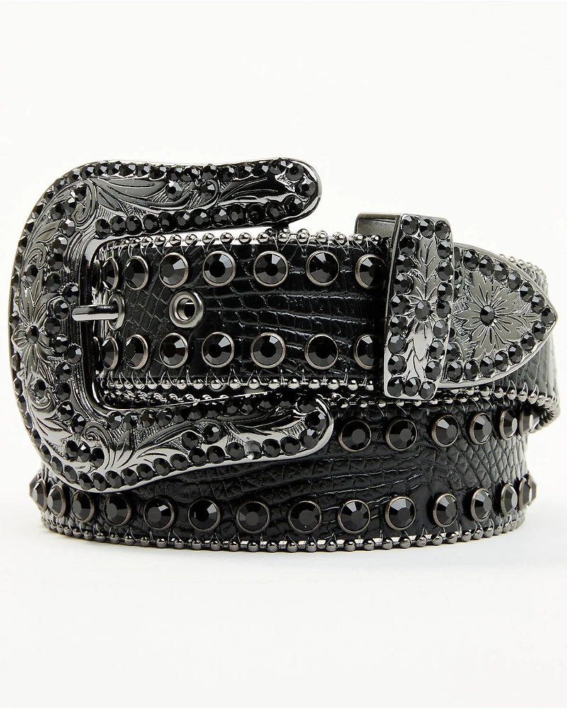 Shyanne Women's Crocodile Print Rhinestone Belt