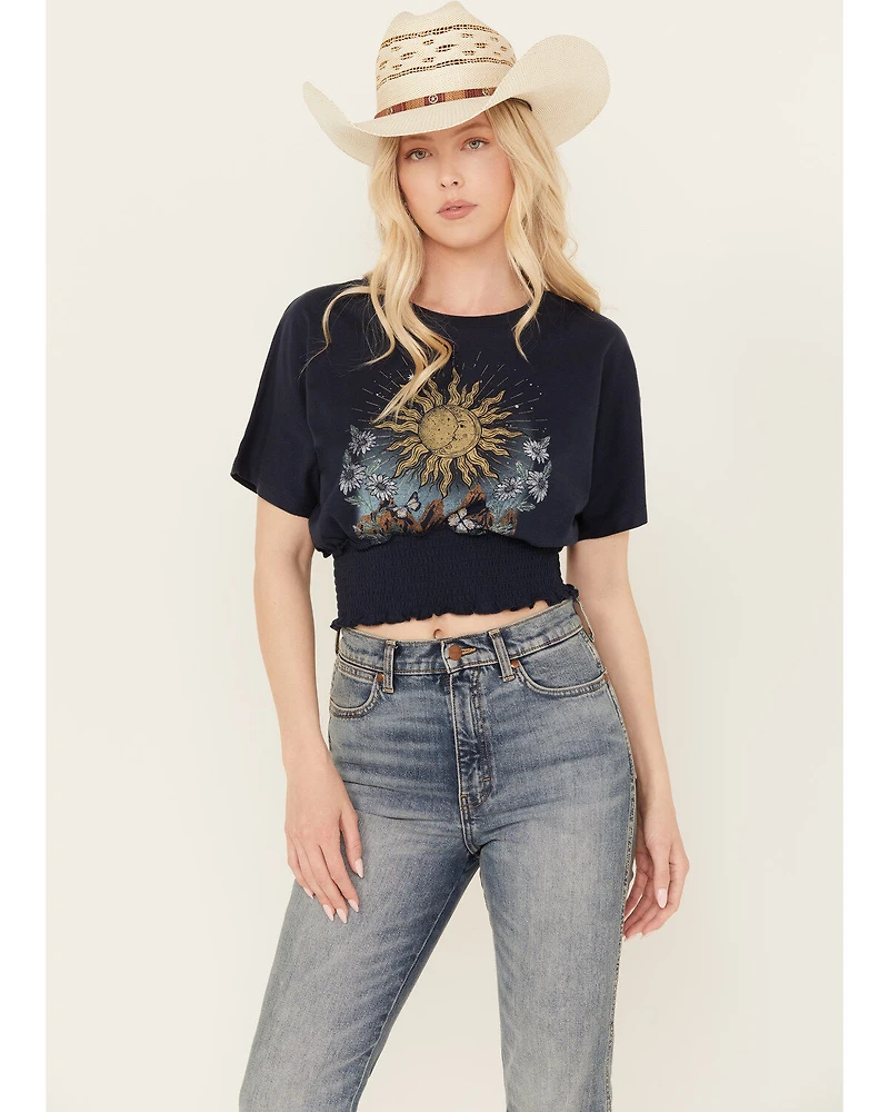 Cleo + Wolf Women's Sun & Moon Smocked Crop Top