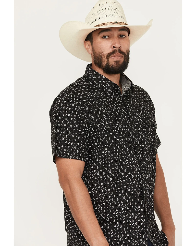 Moonshine Spirit Men's Only Road Floral Print Short Sleeve Snap Western Shirt