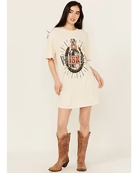 Rock & Roll Denim Women's Whiskey Graphic Short Sleeve T-Shirt Mini Dress