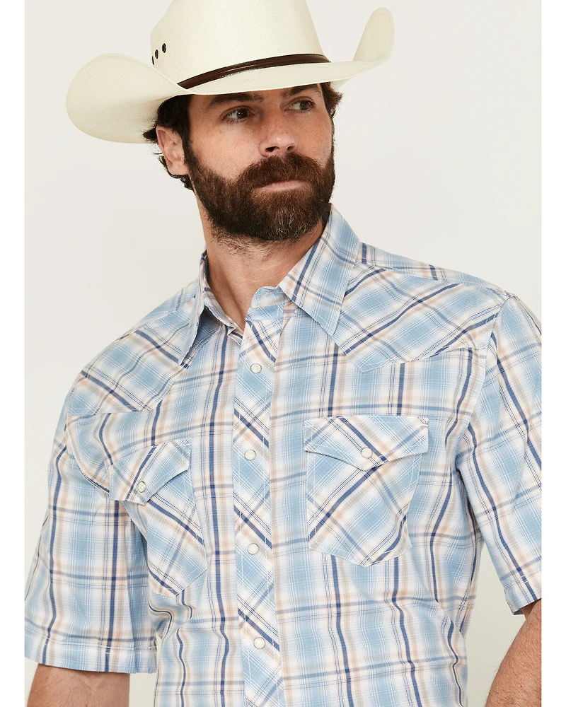 Wrangler 20X Men's Advanced Comfort Plaid Print Short Sleeve Snap Stretch Western Shirt