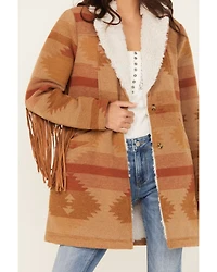Idyllwind Women's Nettie Sherpa Collar Tonal Blanket Coat