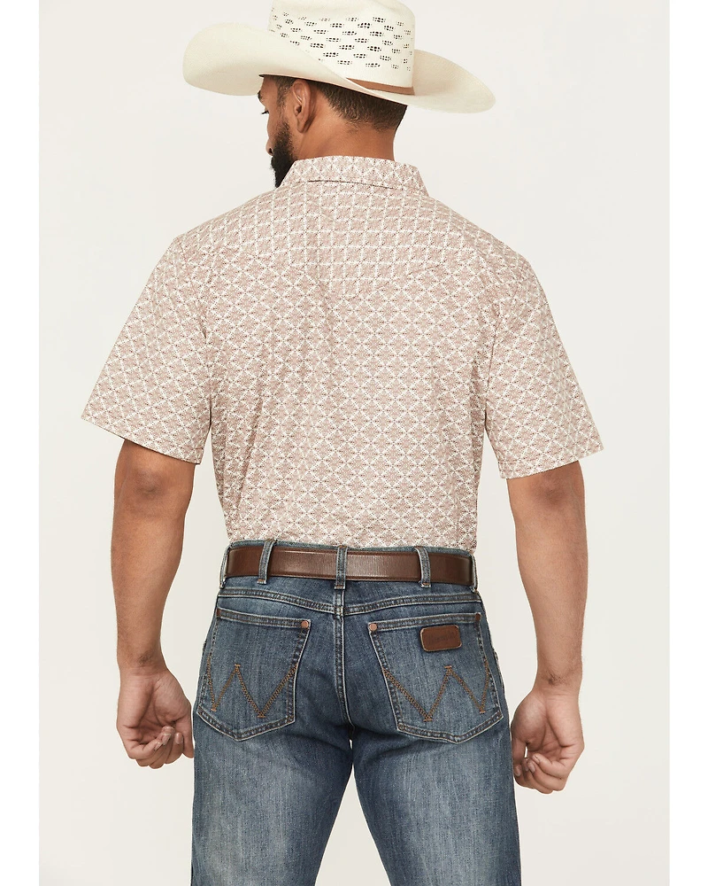 Gibson Trading Co Men's Gypsy Medallion Print Short Sleeve Snap Stretch Western Shirt