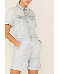 Lee Women's Acid Wash Denim Short Unionall Romper