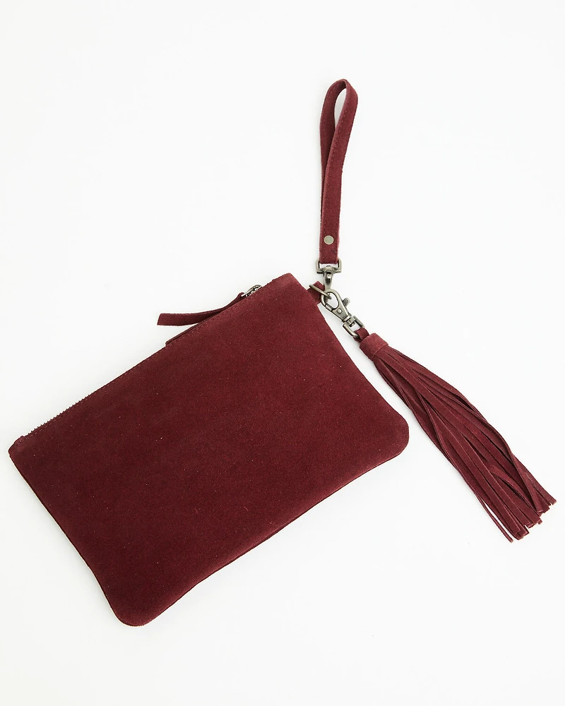 Shyanne Women's Avenly Floral Perforated Suede Wristlet Clutch