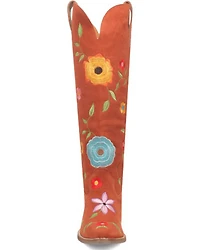 Dingo Women's Flower Power Suede Tall Western Boots - Snip Toe