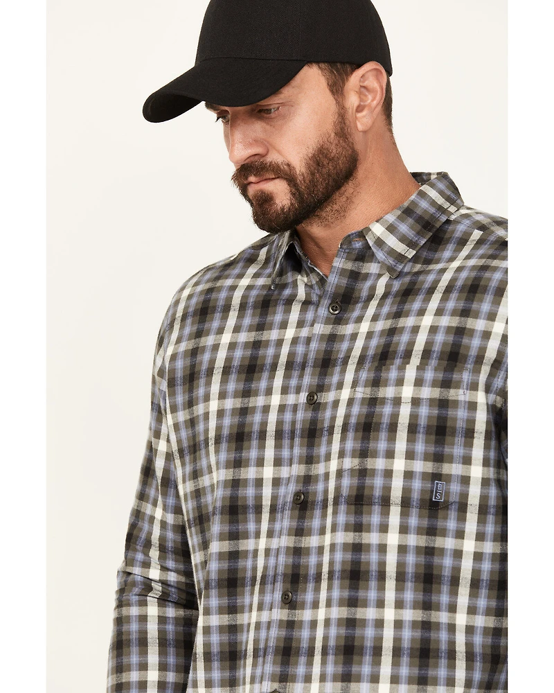 Brothers and Sons Men's Plaid Print Long Sleeve Button Down Shirt