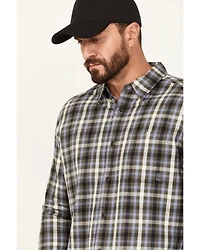 Brothers and Sons Men's Plaid Print Long Sleeve Button Down Shirt