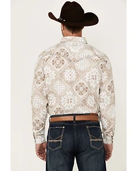 Cowboy Hardware Men's Bandana Print Long Sleeve Snap Western Shirt