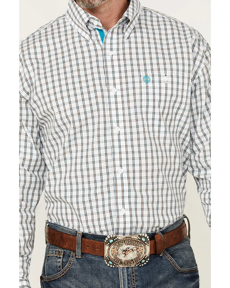 George Strait by Wrangler Plaid Print Long Sleeve Button-Down Stretch Western Shirt - Tall