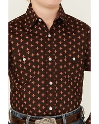 Panhandle Select Boys' Southwestern Print Long Sleeve Pearl Snap Shirt