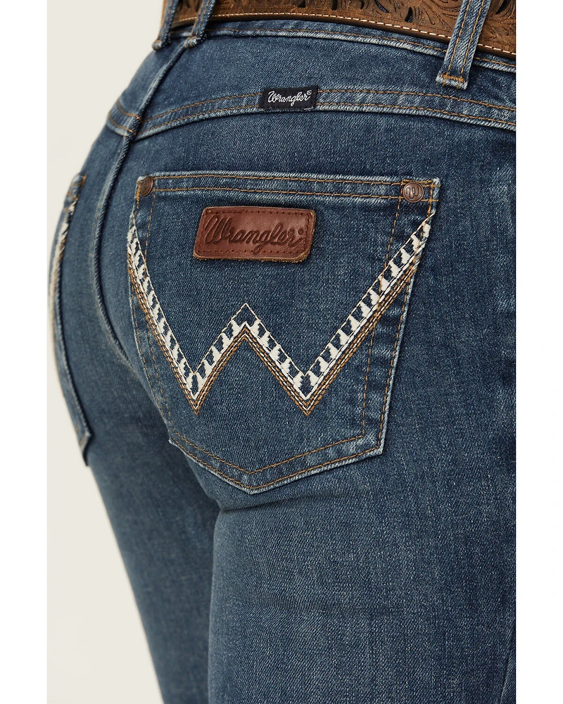 Wrangler Retro Women's Mae Medium Wash Mid Rise Stretch Bootcut Jeans
