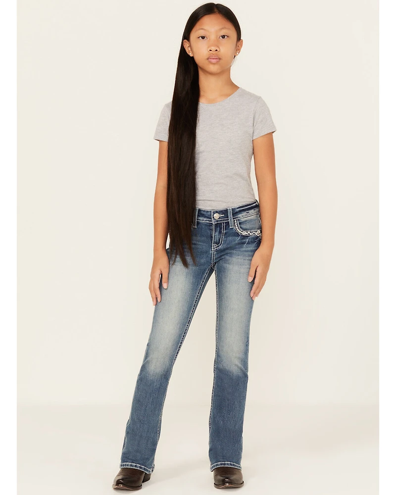 Grace LA Girls' Medium Wash Dreamcatcher Bootcut Stretch Denim Jeans
