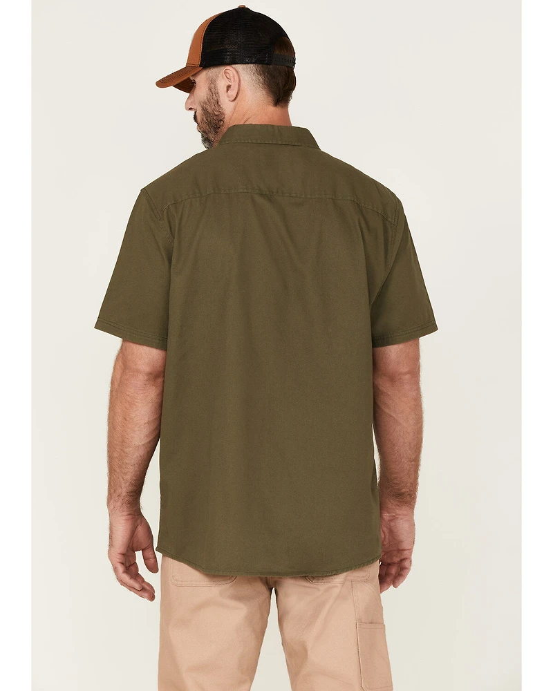 Hawx Men's Solid Twill Short Sleeve Button-Down Work Shirt