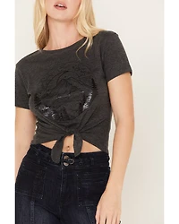 Shyanne Women's Tie-Front Foil Mountain Graphic Tee