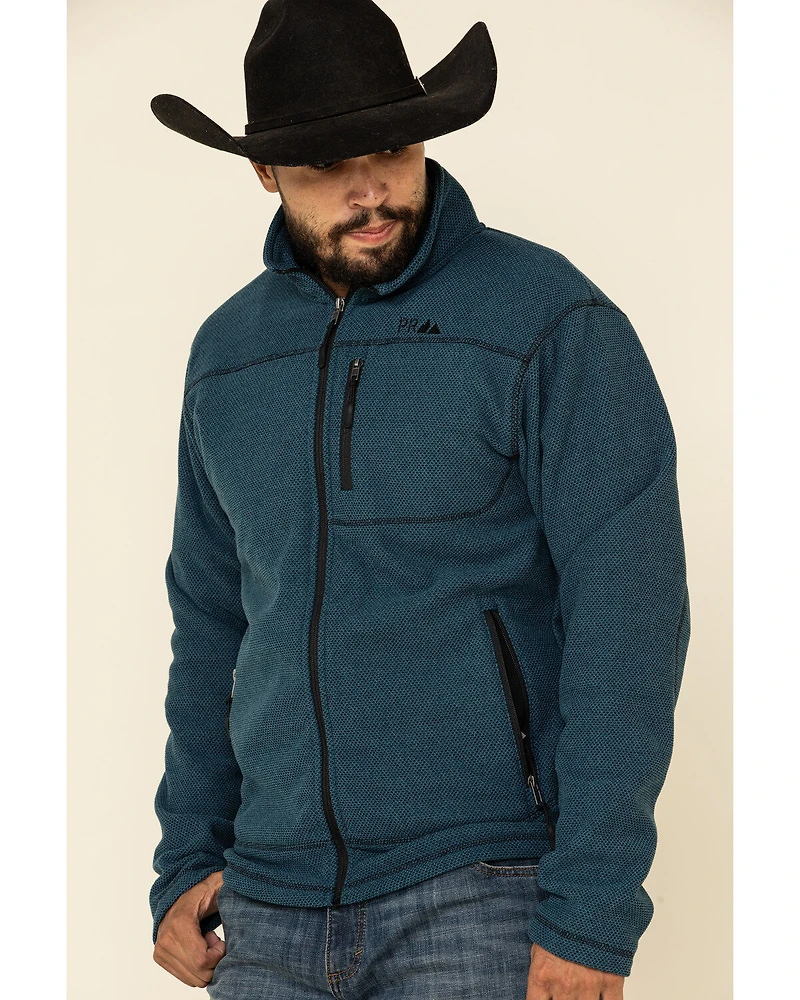 Powder River Outfitters Men's Teal Waffle Melange Knit Zip-Front Jacket