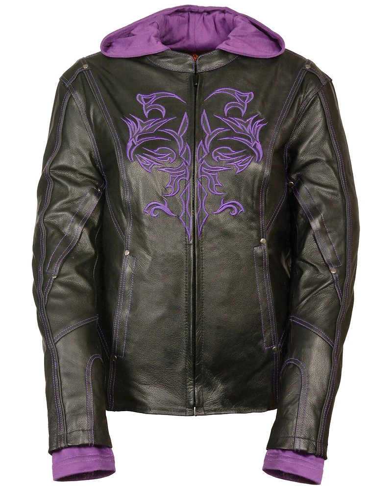 Milwaukee Leather Women's 3/4 Jacket With Reflective Tribal Detail