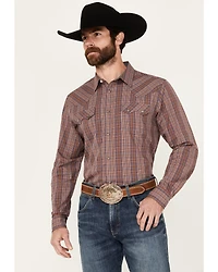 Cody James Men's Mountain Plaid Print Long Sleeve Snap Western Shirt