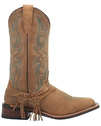 Laredo Women's Tan Turquoise Stitching Western Boots - Square Toe