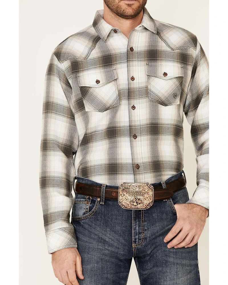 Ariat Men's Hickory Retro Large Plaid Thermal Long Sleeve Button Down Western Shirt