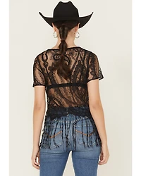 Idyllwind Women's Lace Fringe Short Sleeve Shirt