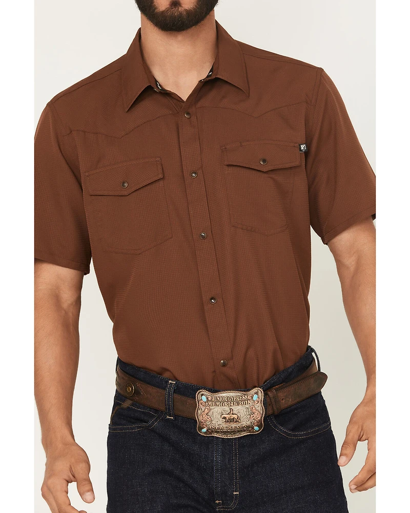 RANK 45® Men's Ridge Solid Short Sleeve Snap Performance Shirt