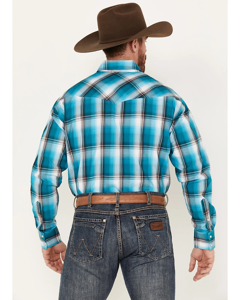 Roper Men's Amarillo Plaid Print Long Sleeve Western Pearl Snap Shirt