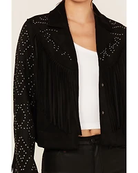 Idyllwind Women's Blair Fringe and Studded Faux Suede Snap Jacket
